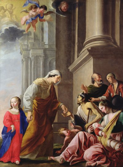 St. Anne, Accompanied by the Virgin Mary, Giving Alms by Jacques de Letin